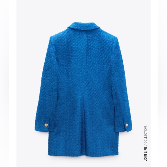 ZARA LONG STRUCTURED BLAZER BLUISH - Picture 9 of 9